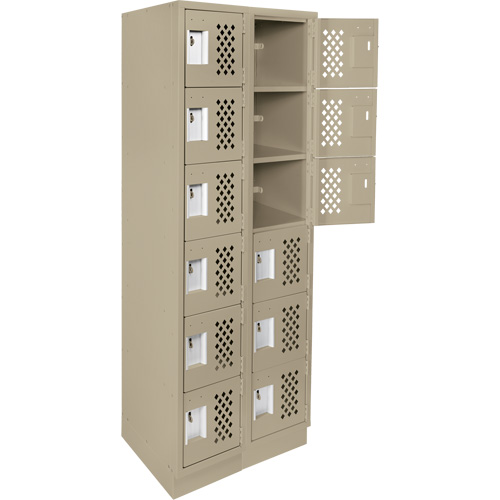 Assembled Lockerettes Clean Line Perforated Economy Lockers, 6 -tier, Bank of 2, 18" x 72" x 12", Steel FMT Sales Ltd