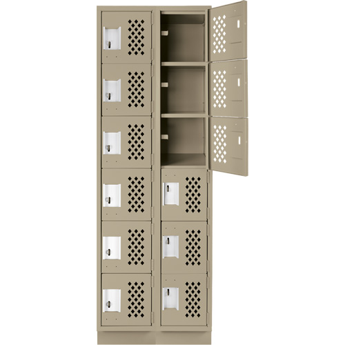 Assembled Lockerettes Clean Line Perforated Economy Lockers, 6 -tier, Bank of 2, 18" x 72" x 12", Steel FMT Sales Ltd