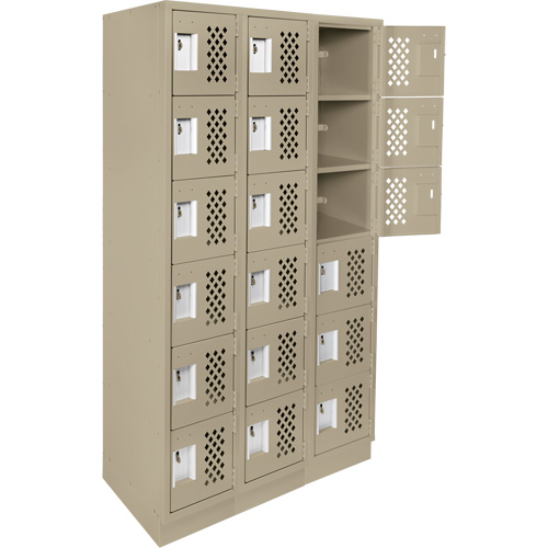 Assembled Lockerettes Clean Line Perforated Economy Lockers, 6 -tier, Bank of 3, 18" x 72" x 12", Steel FMT Sales Ltd