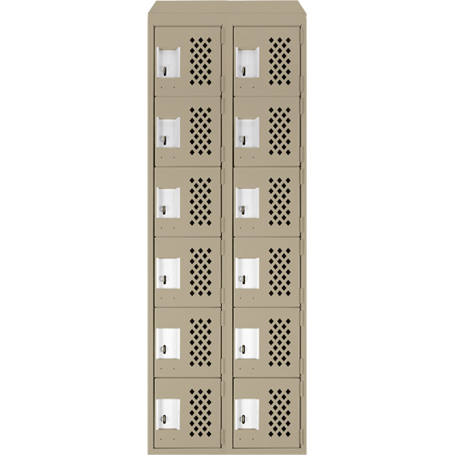 Assembled Lockerettes Clean Line Perforated Economy Lockers, 6 -tier, Bank of 2, 18" x 72" x 12", Steel FMT Sales Ltd
