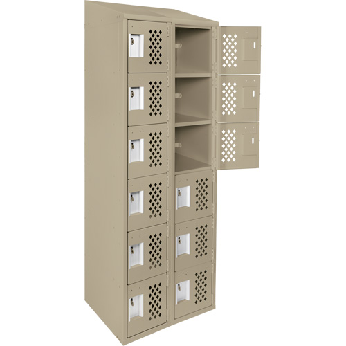 Assembled Lockerettes Clean Line Perforated Economy Lockers, 6 -tier, Bank of 2, 18" x 72" x 12", Steel FMT Sales Ltd