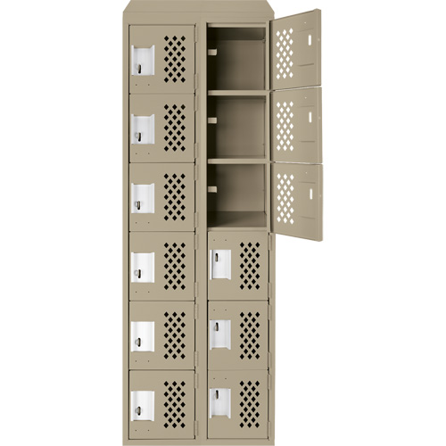 Assembled Lockerettes Clean Line Perforated Economy Lockers, 6 -tier, Bank of 2, 18" x 72" x 12", Steel FMT Sales Ltd