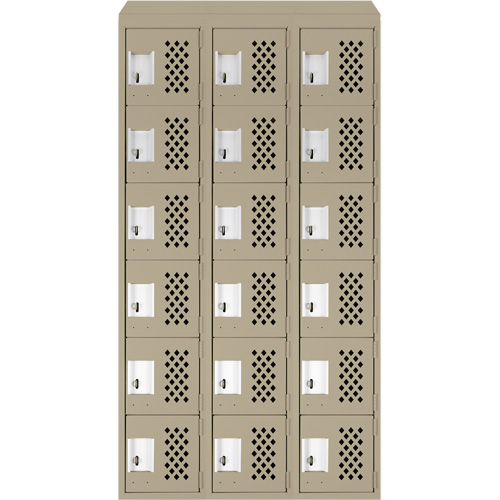 Clean-Line Perforated Lockerette, 6 -tier, Bank of 3, 12" x 72" x 12", Steel FMT Sales Ltd