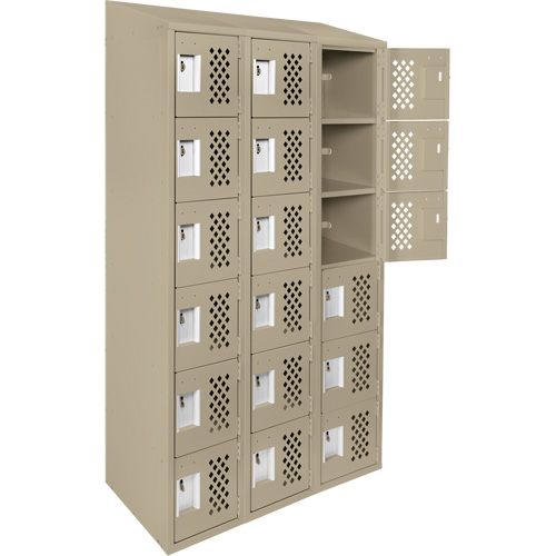 Clean-Line Perforated Lockerette, 6 -tier, Bank of 3, 12" x 72" x 12", Steel FMT Sales Ltd
