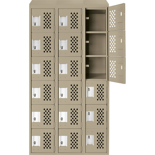 Clean-Line Perforated Lockerette, 6 -tier, Bank of 3, 12" x 72" x 12", Steel FMT Sales Ltd