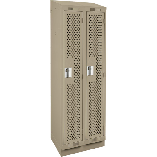 Clean Line Lockers, Bank of 2, 24" x 12" x 82", Steel, Beige, Rivet (Assembled), Perforated FMT Sales Ltd