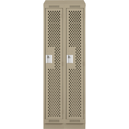 Clean Line Lockers, Bank of 2, 24" x 12" x 82", Steel, Beige, Rivet (Assembled), Perforated FMT Sales Ltd