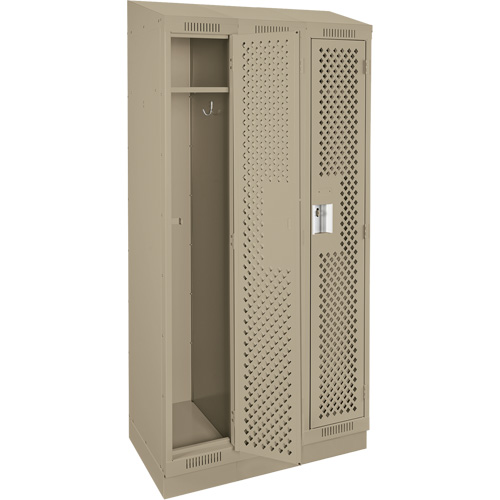 Clean Line Lockers, Bank of 3, 36" x 12" x 82", Steel, Beige, Rivet (Assembled), Perforated FMT Sales Ltd