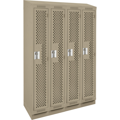 Clean Line Lockers, Bank of 4, 48" x 12" x 82", Steel, Beige, Rivet (Assembled), Perforated FMT Sales Ltd