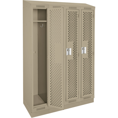Clean Line Lockers, Bank of 4, 48" x 12" x 82", Steel, Beige, Rivet (Assembled), Perforated FMT Sales Ltd