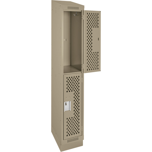 Casiers Clean Line, 2 niveaux, 12" x 18" x 82", Acier, Beige, Rivet (assembl&eacute;), Perfor&eacute; FMT Sales Ltd