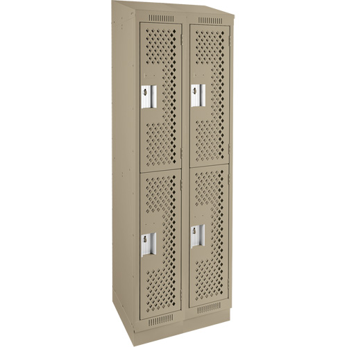 Clean Line Lockers, 2 -tier, Bank of 2, 24" x 18" x 82", Steel, Beige, Rivet (Assembled), Perforated FMT Sales Ltd