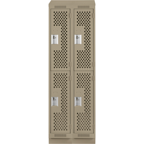 Clean Line Lockers, 2 -tier, Bank of 2, 24" x 18" x 82", Steel, Beige, Rivet (Assembled), Perforated FMT Sales Ltd