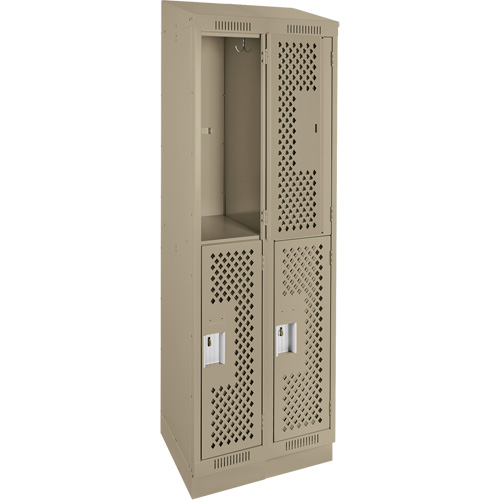 Clean Line Lockers, 2 -tier, Bank of 2, 24" x 18" x 82", Steel, Beige, Rivet (Assembled), Perforated FMT Sales Ltd