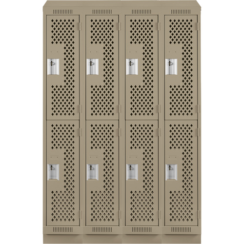 Casiers Clean Line, 2 niveaux, Bloc de 4, 48" x 12" x 82", Acier, Beige, Rivet (assembl&eacute;), Perfor&eacute; FMT Sales Ltd