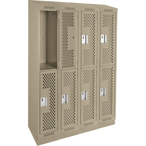Casiers Clean Line, 2 niveaux, Bloc de 4, 48" x 12" x 82", Acier, Beige, Rivet (assembl&eacute;), Perfor&eacute; FMT Sales Ltd