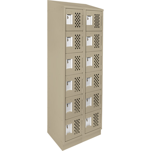 Assembled Lockerettes Clean Line Perforated Economy Lockers, 6 -tier, Bank of 2, 18" x 72" x 12", Steel FMT Sales Ltd