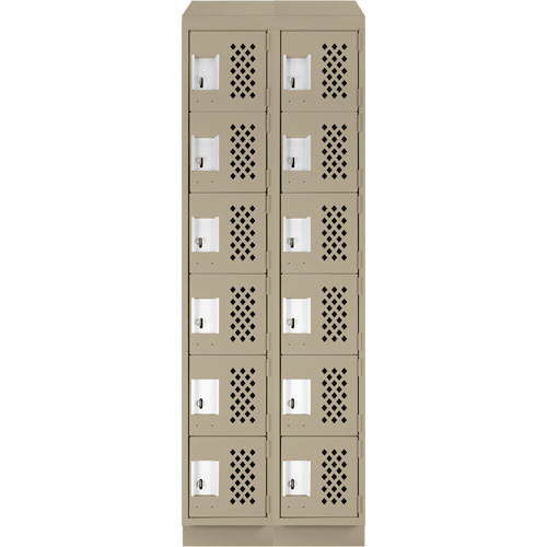 Assembled Lockerettes Clean Line Perforated Economy Lockers, 6 -tier, Bank of 2, 18" x 72" x 12", Steel FMT Sales Ltd