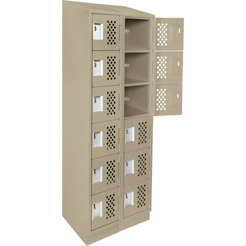 Assembled Lockerettes Clean Line Perforated Economy Lockers, 6 -tier, Bank of 2, 18" x 72" x 12", Steel FMT Sales Ltd