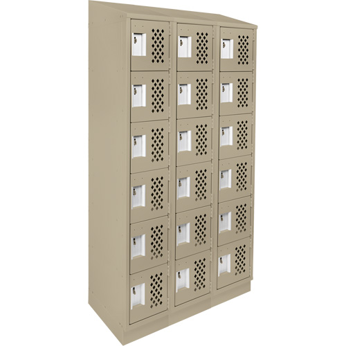 Assembled Lockerettes Clean Line Perforated Economy Lockers, 6 -tier, Bank of 3, 18" x 72" x 12", Steel FMT Sales Ltd