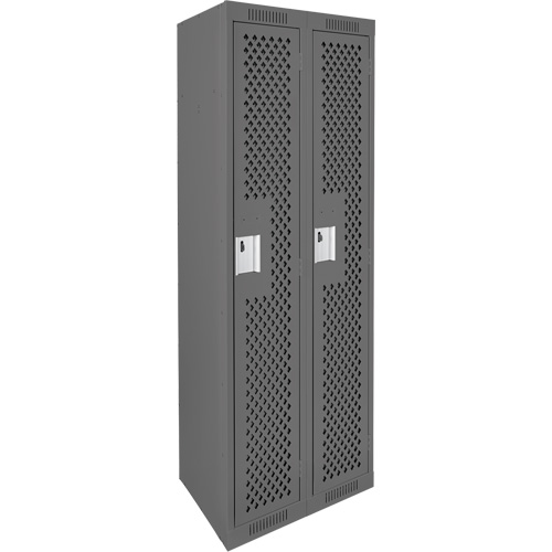 Clean Line Lockers, Bank of 2, 24" x 12" x 72", Steel, Charcoal, Rivet (Assembled), Perforated FMT Sales Ltd