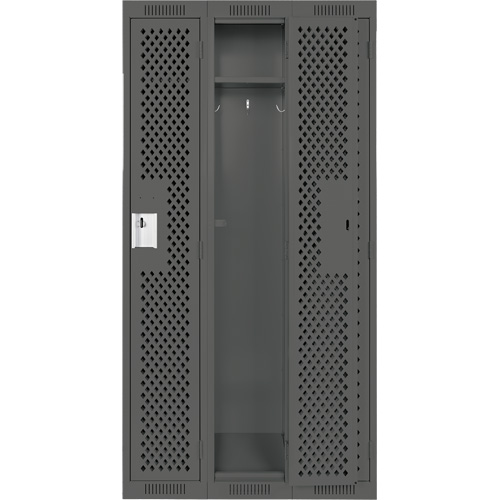 Clean Line Lockers, Bank of 3, 36" x 15" x 72", Steel, Charcoal, Rivet (Assembled), Perforated FMT Sales Ltd