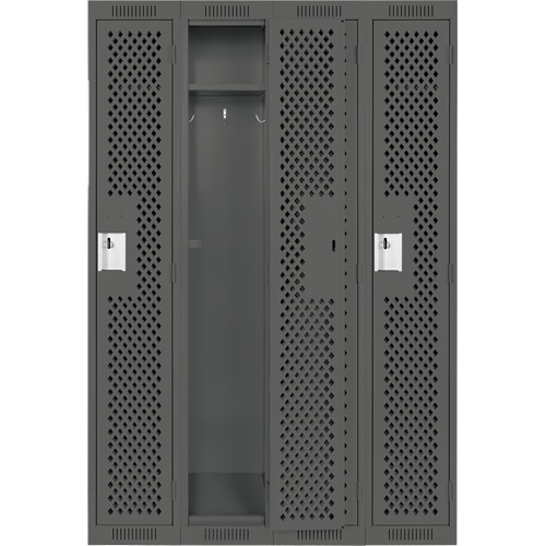 Clean Line Lockers, Bank of 4, 48" x 15" x 72", Steel, Charcoal, Rivet (Assembled), Perforated FMT Sales Ltd