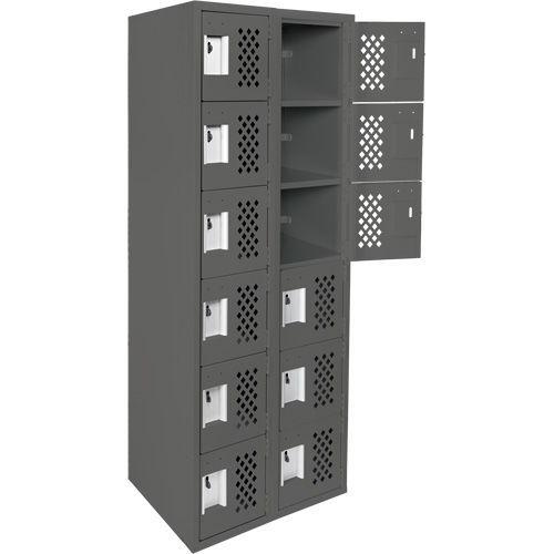 Assembled Lockerettes Clean Line Perforated Economy Lockers, 6 -tier, Bank of 2, 18" x 72" x 12", Steel FMT Sales Ltd