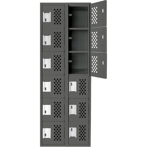 Assembled Lockerettes Clean Line Perforated Economy Lockers, 6 -tier, Bank of 2, 18" x 72" x 12", Steel FMT Sales Ltd