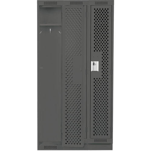 Clean Line Lockers, Bank of 3, 36" x 12" x 76", Steel, Charcoal, Rivet (Assembled), Perforated FMT Sales Ltd