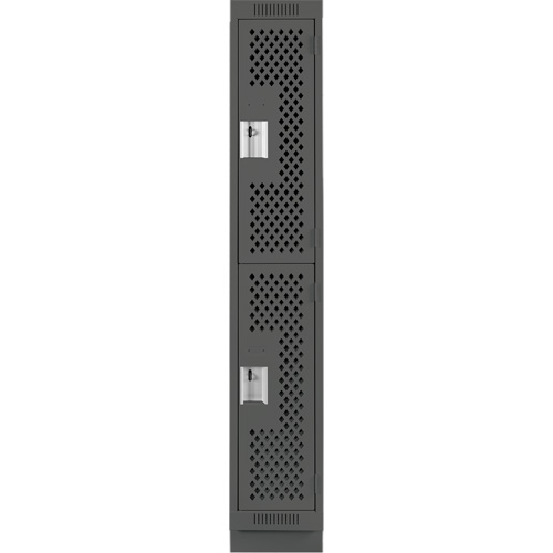 Clean Line Lockers, 2 -tier, 12" x 15" x 76", Steel, Charcoal, Rivet (Assembled), Perforated FMT Sales Ltd