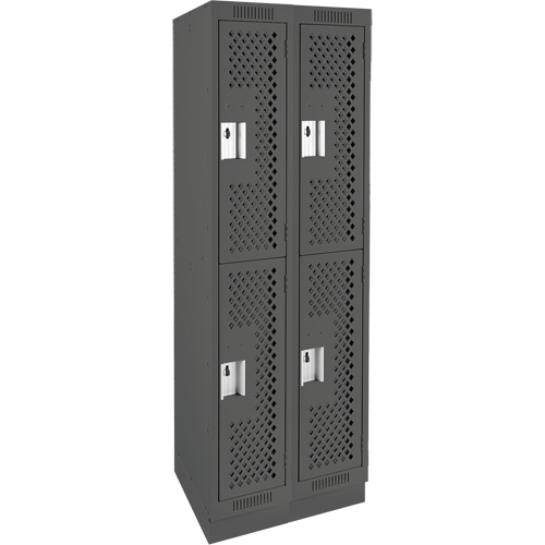 Casiers Clean Line, 2 niveaux, Bloc de 2, 24" x 12" x 76", Acier, Charbon, Rivet (assembl&eacute;), Perfor&eacute; FMT Sales Ltd