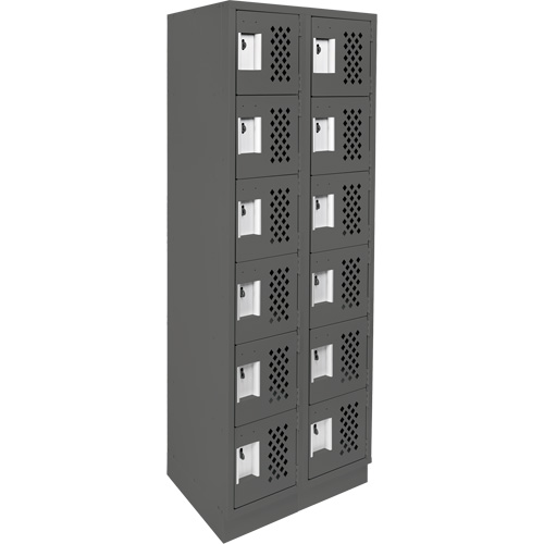Assembled Lockerettes Clean Line Perforated Economy Lockers, 6 -tier, Bank of 2, 18" x 72" x 12", Steel FMT Sales Ltd