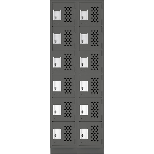 Assembled Lockerettes Clean Line Perforated Economy Lockers, 6 -tier, Bank of 2, 18" x 72" x 12", Steel FMT Sales Ltd