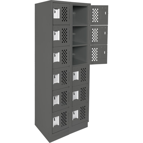 Assembled Lockerettes Clean Line Perforated Economy Lockers, 6 -tier, Bank of 2, 18" x 72" x 12", Steel FMT Sales Ltd