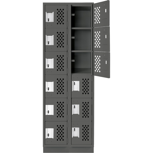 Assembled Lockerettes Clean Line Perforated Economy Lockers, 6 -tier, Bank of 2, 18" x 72" x 12", Steel FMT Sales Ltd