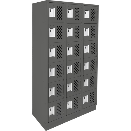 Assembled Lockerettes Clean Line Perforated Economy Lockers, 6 -tier, Bank of 3, 18" x 72" x 12", Steel FMT Sales Ltd