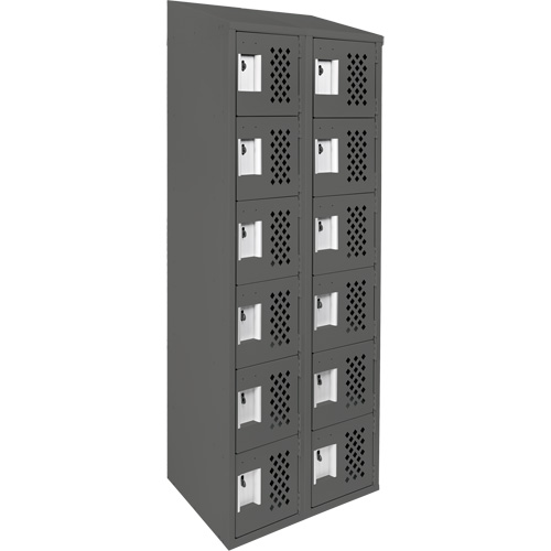 Assembled Lockerettes Clean Line Perforated Economy Lockers, 6 -tier, Bank of 2, 18" x 72" x 12", Steel FMT Sales Ltd