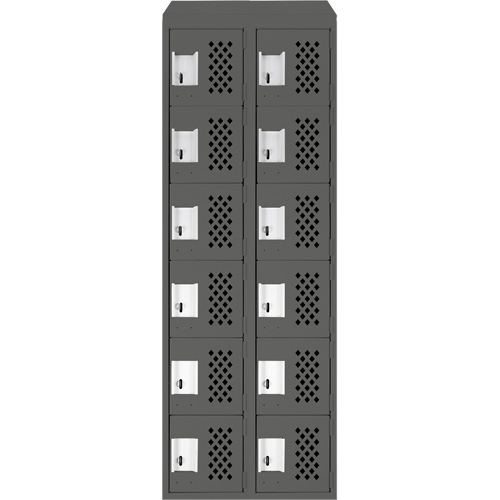 Assembled Lockerettes Clean Line Perforated Economy Lockers, 6 -tier, Bank of 2, 18" x 72" x 12", Steel FMT Sales Ltd