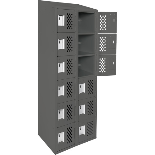Assembled Lockerettes Clean Line Perforated Economy Lockers, 6 -tier, Bank of 2, 18" x 72" x 12", Steel FMT Sales Ltd