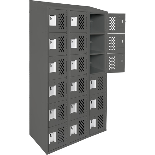 Assembled Lockerettes Clean Line Perforated Economy Lockers, 6 -tier, Bank of 3, 18" x 72" x 12", Steel FMT Sales Ltd