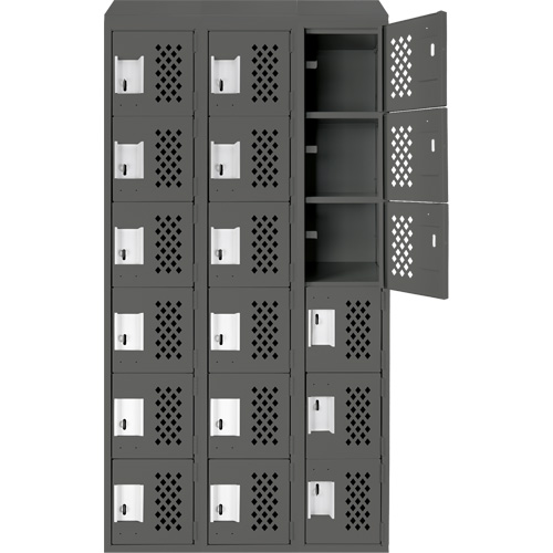 Assembled Lockerettes Clean Line Perforated Economy Lockers, 6 -tier, Bank of 3, 18" x 72" x 12", Steel FMT Sales Ltd