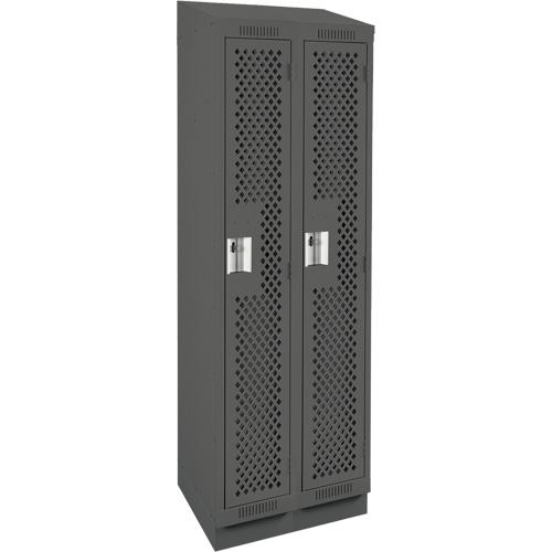 Clean Line Lockers, Bank of 2, 24" x 12" x 82", Steel, Charcoal, Rivet (Assembled), Perforated FMT Sales Ltd