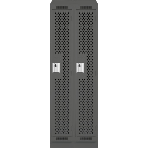 Clean Line Lockers, Bank of 2, 24" x 12" x 82", Steel, Charcoal, Rivet (Assembled), Perforated FMT Sales Ltd