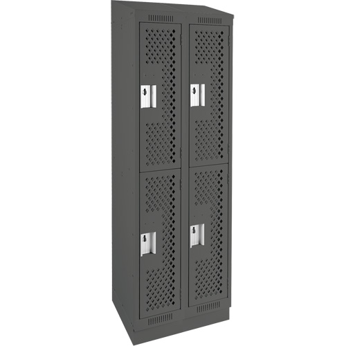 Casiers Clean Line, 2 niveaux, Bloc de 2, 24" x 18" x 82", Acier, Charbon, Rivet (assembl&eacute;), Perfor&eacute; FMT Sales Ltd