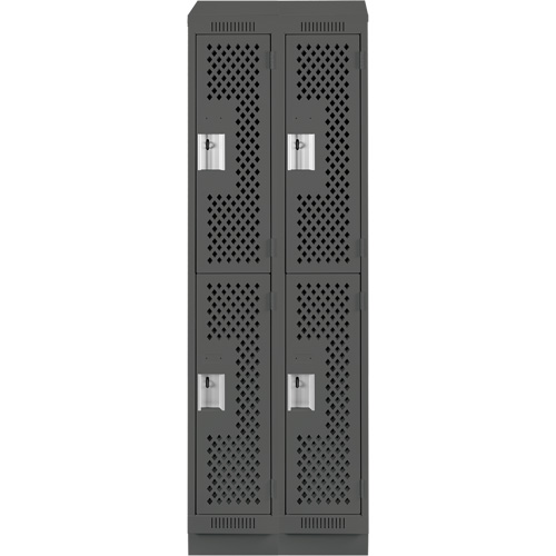 Casiers Clean Line, 2 niveaux, Bloc de 2, 24" x 18" x 82", Acier, Charbon, Rivet (assembl&eacute;), Perfor&eacute; FMT Sales Ltd