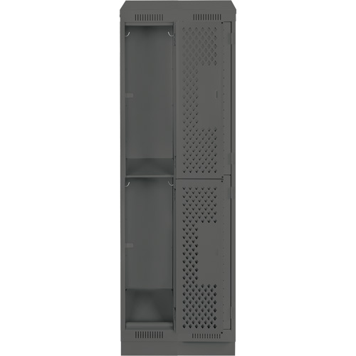 Casiers Clean Line, 2 niveaux, Bloc de 2, 24" x 18" x 82", Acier, Charbon, Rivet (assembl&eacute;), Perfor&eacute; FMT Sales Ltd