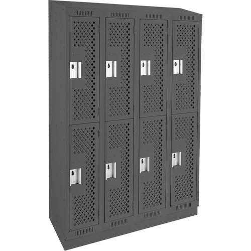 Clean Line Lockers, 2 -tier, Bank of 4, 48" x 18" x 82", Steel, Charcoal, Rivet (Assembled), Perforated FMT Sales Ltd