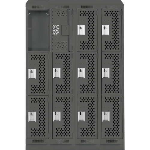 Casiers Clean Line, 3 niveaux, Bloc de 4, 48" x 18" x 82", Acier, Charbon, Rivet (assembl&eacute;), Perfor&eacute; FMT Sales Ltd