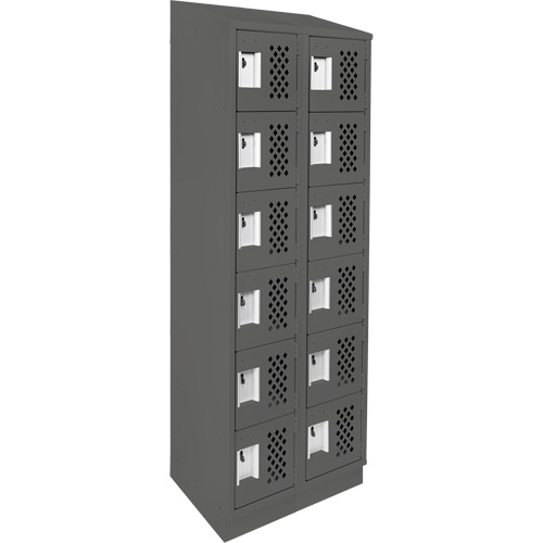 Assembled Lockerettes Clean Line Perforated Economy Lockers, 6 -tier, Bank of 2, 18" x 72" x 12", Steel FMT Sales Ltd